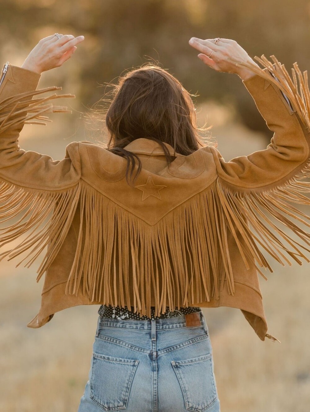 Western & Co Suede Fringe Western Jacket in Camel
